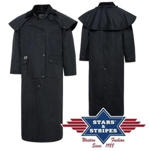 Stars & Stripes, Trail frakke, sort 12oz oilskin og bomuldsfor