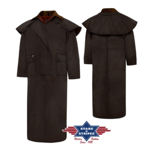 Stars & Stripes, Trail frakke, brun 12oz oilskin og bomuldsfor