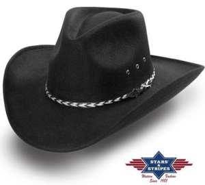 Stars & Stripes, Kansas Western Hat, Sort, imiteret filt